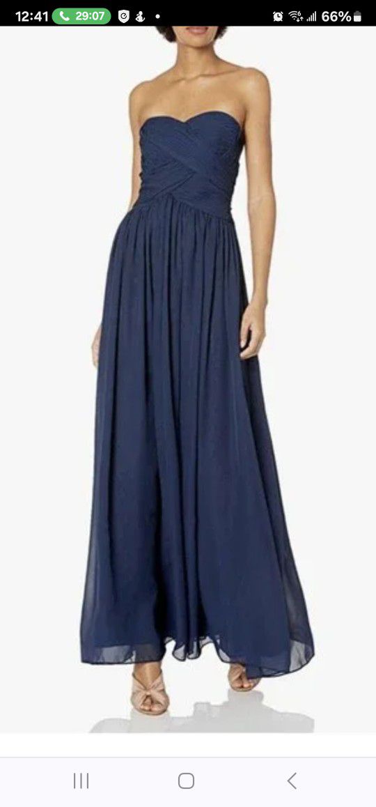 JS Boutique Women's Strapless Ruched Bodice Chiffon Gown size 14