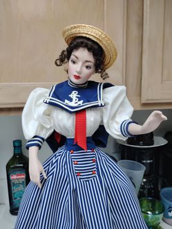 Franklin heirloom Gibson Girl porcelain doll sailor outfit dress Nautical Sailor Doll