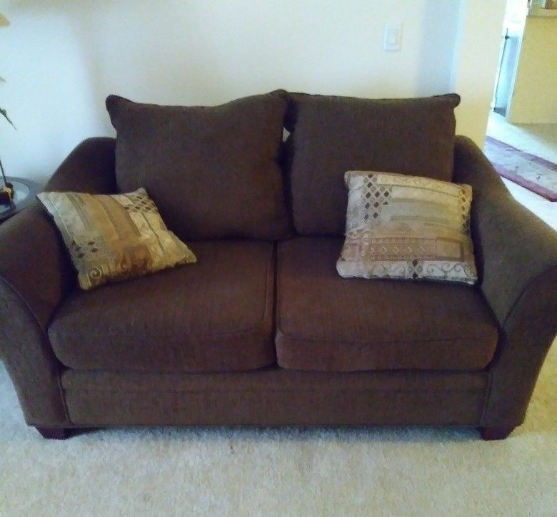 2 CUSHION COUCH/LOVE SEAT FOR SMALL AREA / DARK BROWN