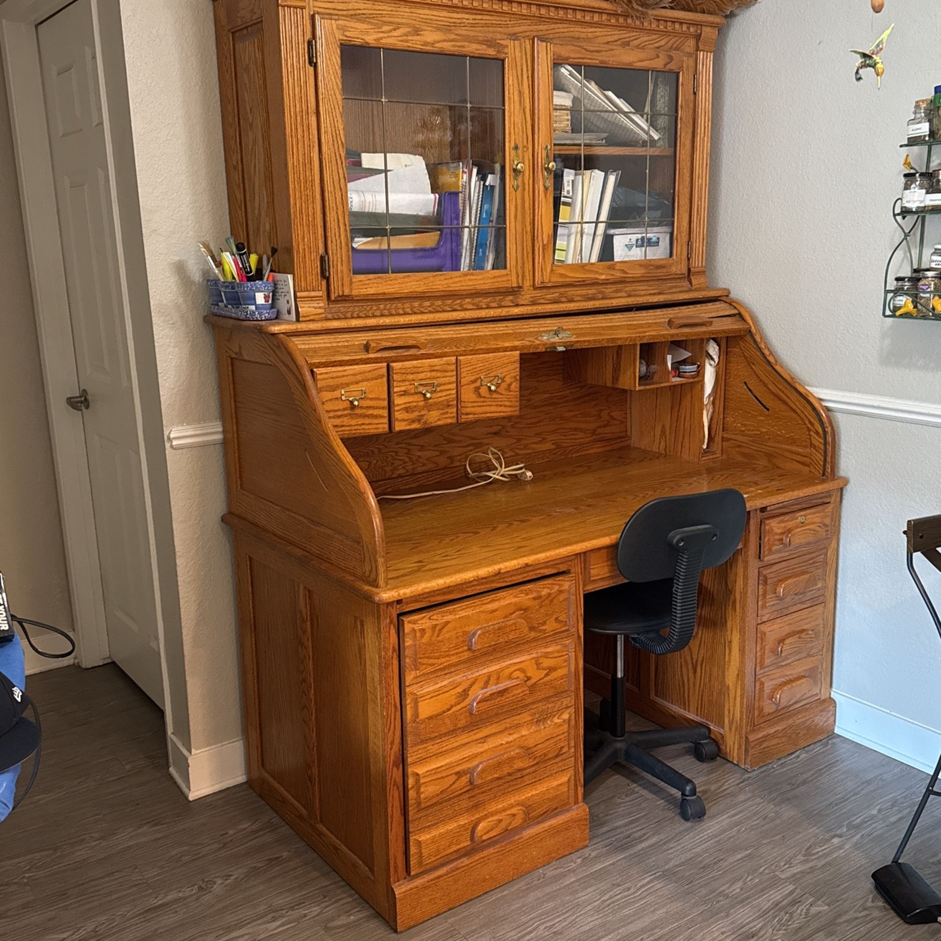Oak Roll-Top Desk