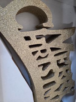 🎄✨ MERRY CHRISTMAS Wooden Holiday Sign – Large Glittery Décor | Member’s Mark | NEW IN BOX ✨🎄