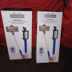 NEW  WIRELESS REMOTE SELFIE STICKS $15 EACH