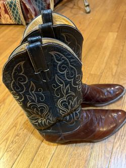 Justin Cowhide Cowboy Boots 10 1/2 D
