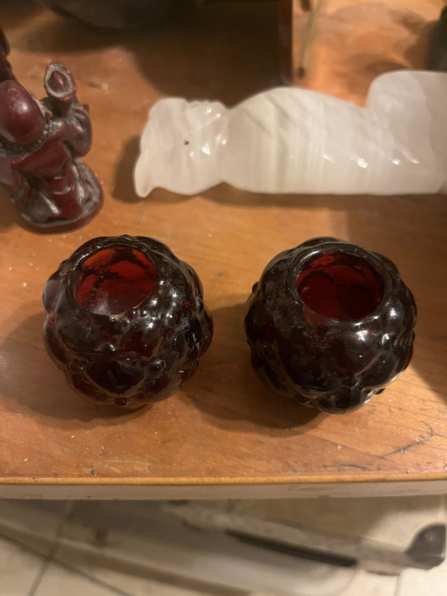 Beacon Hill Ruby Red Glass Candle Holders