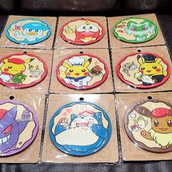 Pokemon Cafe  Rubber Coasters Complete Set of 9 Pokemon Center Japan Limited Pikachu Eevee Gengar