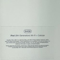 Wi-Fi & Cellular iPad 9th Gen 64GB