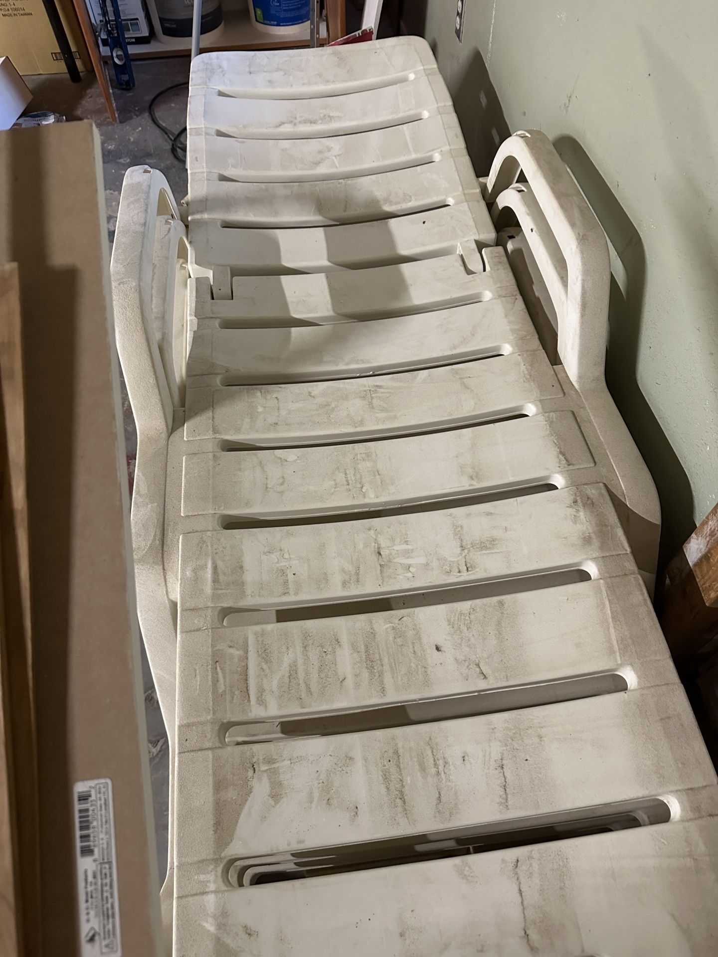 3 White Resin Lounge Chairs