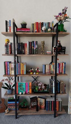 5-Tier Bookshelf with Metal Frame