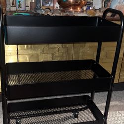 Black 3 Tier Cart On Wheels