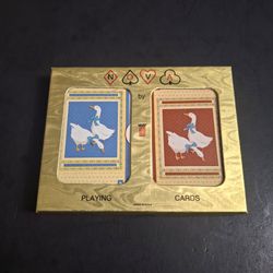 Vintage 80's To 90's Double Deck Set Of Nova Playing Cards By Kem - Featuring Classic "Country Geese" Motif (Red Deck Missing Jokers)