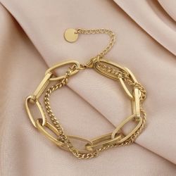 Geometric 18K Gold Plated Bracelet • PVD Coated Waterproof • 304 Stainless Steel