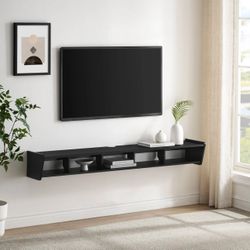 NEW Walker Edison 70" Floating TV Stand - Black Wall-Mounted