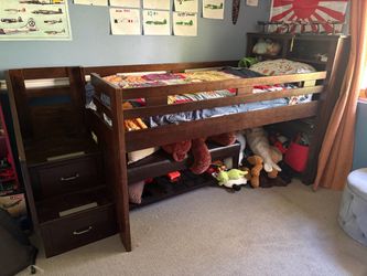 Twin Low Loft Bed with Stair Drawers