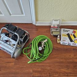 FORTRESS 2 Gallon, 135 PSI Ultra Quiet Oil-Free Hand-Carry Jobsite Air Compressor With Extras