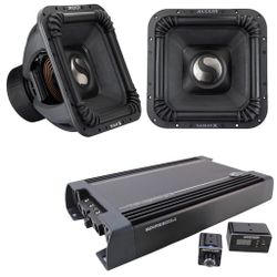BRAND NEW POWERFUL SUBWOOFERS KICKER SOLO X 15” AND KICKER WARHORSE AMP