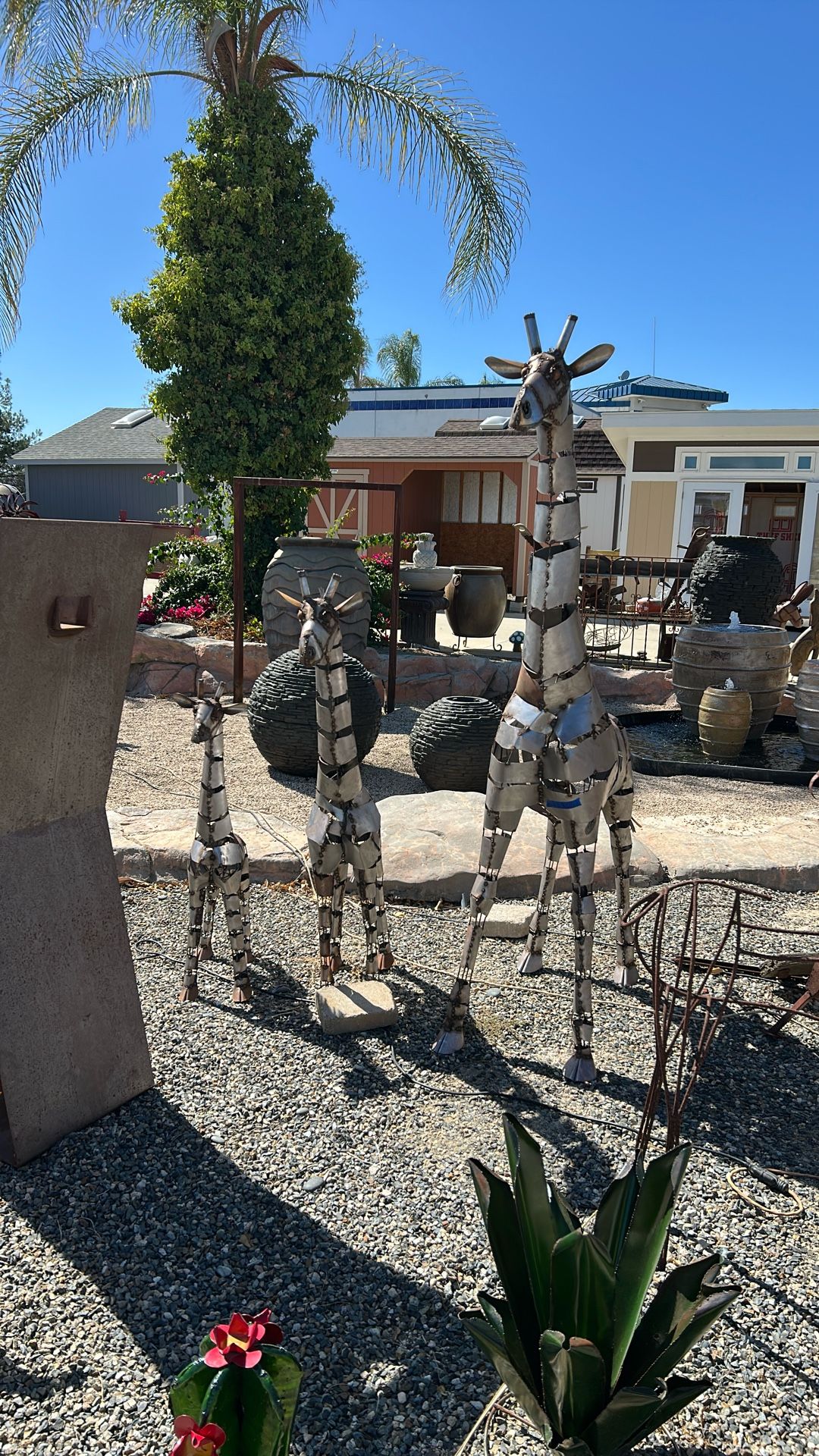 Set Of 3 Metal Giraffes