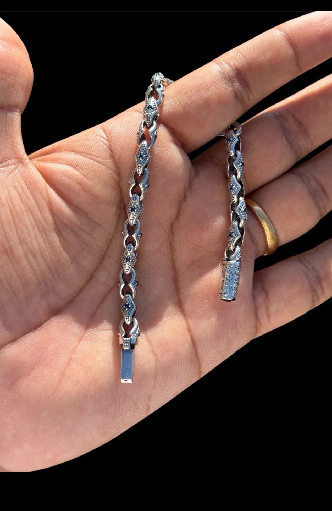 Made in Italy 925 Sterling Silver Bracelet | Blue Zirconia | 8” | 20g