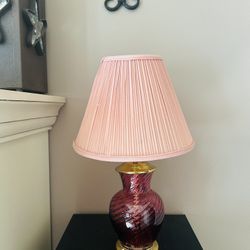 Vintage Pilgrim Cranberry Swirl Glass Table Lamp