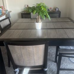 Used Table 4 Chairs And Wine Rack 