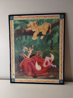 VTG NOS Disney The Lion King Movie Poster Simba Pumbaa 90's USA 16x20 Framed