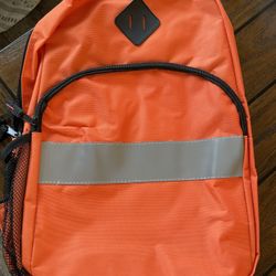 Orange Backpack with Reflective Strip