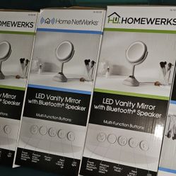 Personal Makeup Mirror with LED light and Bluetooth Speaker - Chrome Finish

