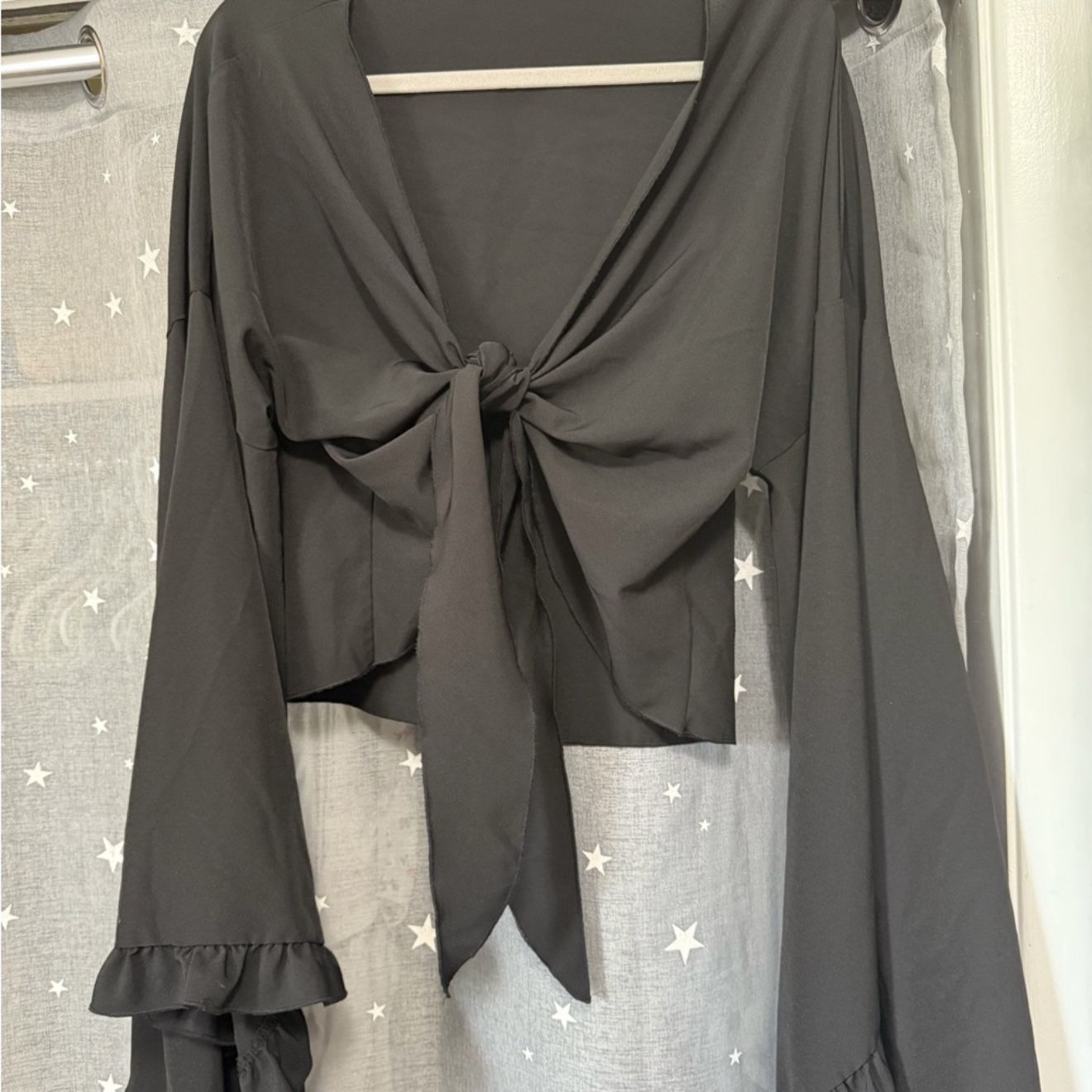 Black Flowy Long Sleeve Top