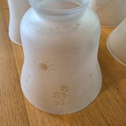 Vintage / Antique Home Decor -.Set of 4 Replacement Glass Light Shade Covers - Sunshine and Leaves