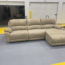 Reclining Sectional Sofa Beige Couch 