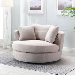 54" Wide Fully Assembled Round Swivel Barrel Chair and a Half - Kinwell