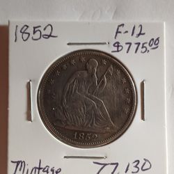 1852 SEATED LIBERTY HALF DOLLAR 