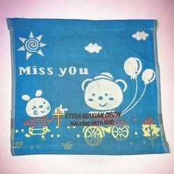 Three Layers of Gauze Handkerchief 9.5 x 9.5 Inches (Blue)