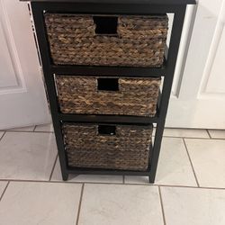 3 drawer Wicker storage side table