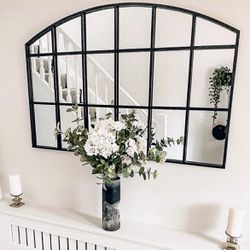 NEW IN BOX 48x28 Inch Tall Wall Decor Mirror Black Steel Indoor Entry Way Furniture Decoration 