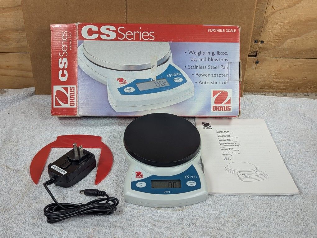 Ohaus Portable Scale CS200 CS series WORKS GREAT doesn't have the stainless steel pan

Pick up in Deer Park Texas 77536