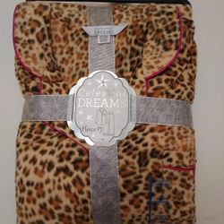 CELESTIAL DREAMS Women's Brown Fleece Animal Print Pajamas Plus Size 3X NEW