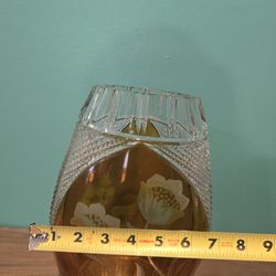 Amber Cut Crystal Vase by Julia