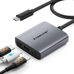 Lemorele USB-C Video Splitter Dual 4K@60Hz DP Alt 100W PD for AR Glasses & Steam