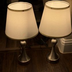 Touch Lamps for Night Stands - Bedside Lamps Set of 2, 3 Way Dimmable, USB C+A for Bedroom & End Tables (White&Nickel)