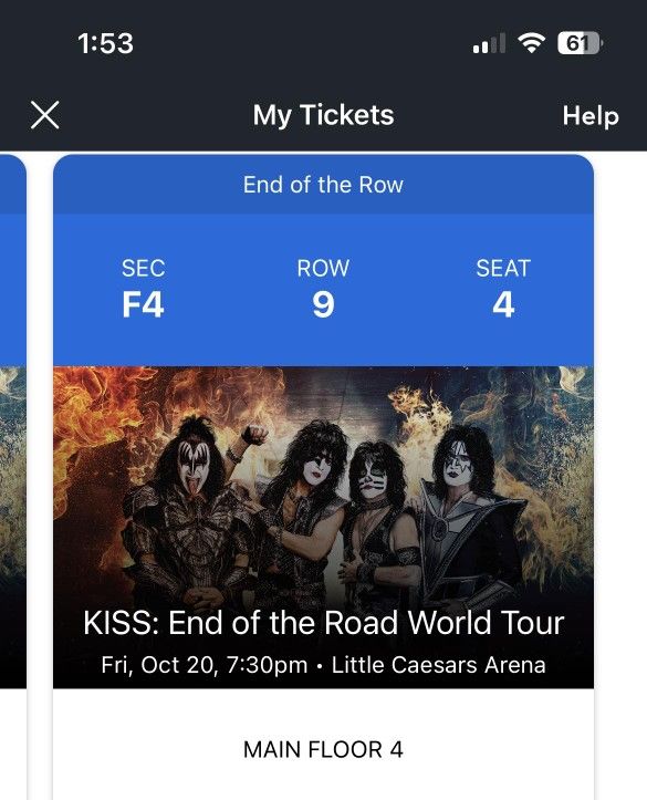 Two Tickets To See KISS TONIGHT!!