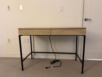 Target Loring Wood Writing Desk with Drawers and Charging Station Oak