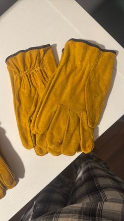 Pair Of Unlined Leather Industrial Gloves