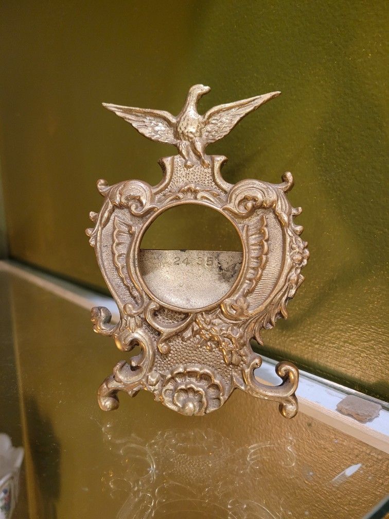 Antique Victorian Brass Pocket Watch Holder - Main Image