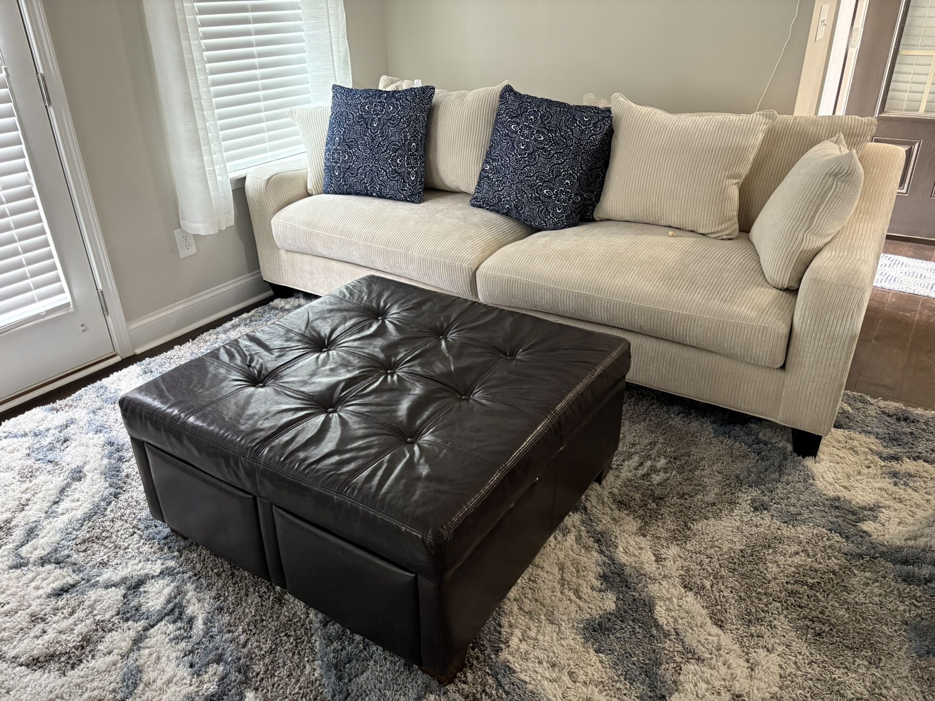 Living Room Sofa, Sofa Chair, And Storage Ottoman