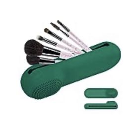 Silicone Makeup Brush Holder Case, (Green)
