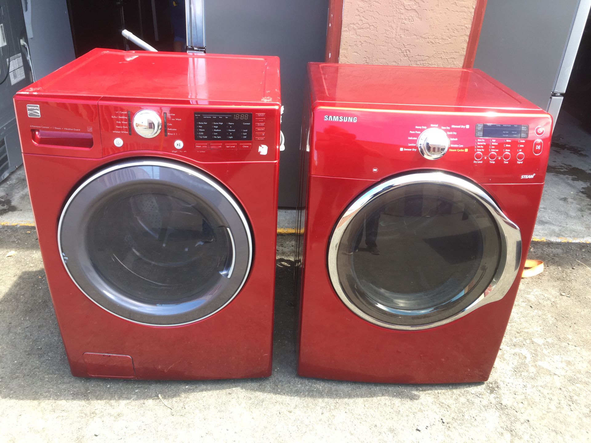 Washer and electric dryer set red