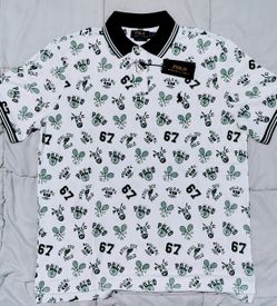 Ralph Lauren Polo Graphic Print Tennis Shirt Size Large Classic Fit NWT