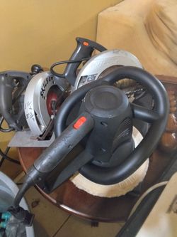 Two skill saws and one Craftsman oscillating buffer with pad