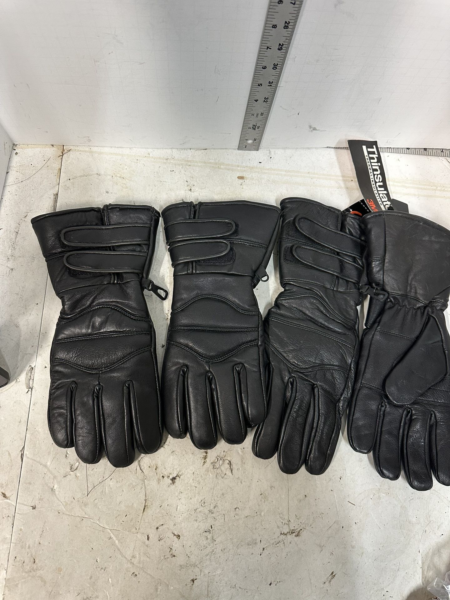 100% Leather Gloves Size M And XXL Thinsulate Thermal Insulation Black Set 2#Y5