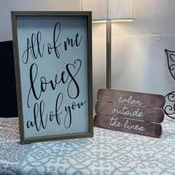 2 Decorative Pictures, With Fun Loving Inscriptions 